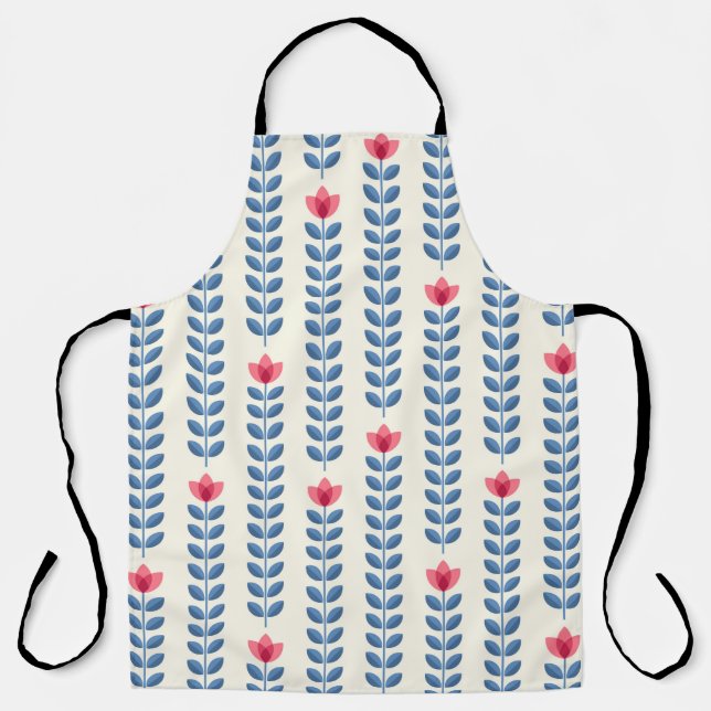 Retro wallpaper - floral pattern with abstract sca apron (Front)