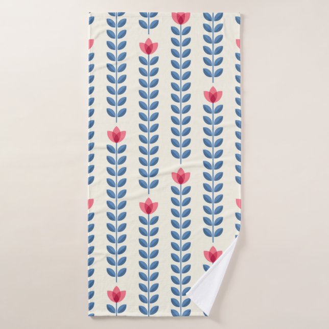 Retro wallpaper - floral pattern with abstract sca bath towel (Bath Towel)