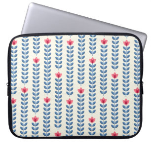 Retro wallpaper - floral pattern with abstract sca laptop sleeve
