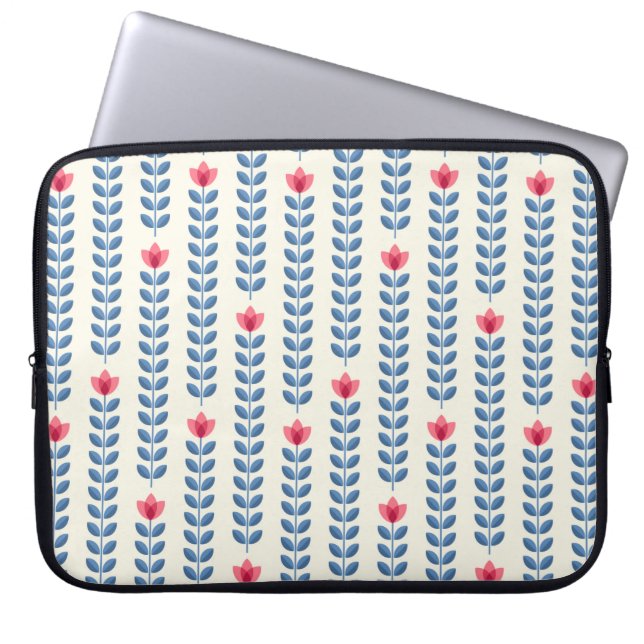 Retro wallpaper - floral pattern with abstract sca laptop sleeve (Front)