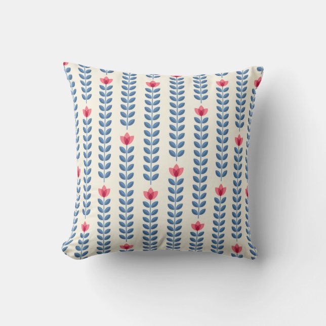 Retro wallpaper - floral pattern with abstract sca throw pillow (Front)
