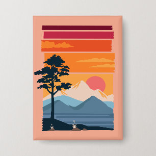 Retro Wanderlust Sunset Mountain Nature’s Beauty
