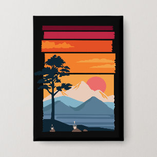 Retro Wanderlust Sunset Mountain Nature’s Beauty
