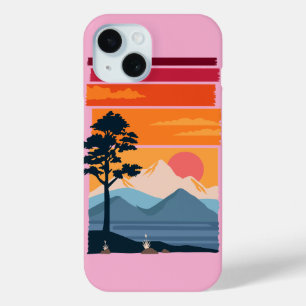 Retro Wanderlust Sunset Mountain Nature’s Beauty iPhone 15 Case