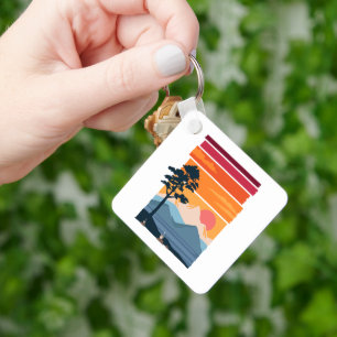 Retro Wanderlust Sunset Mountain Nature’s Beauty Keychain