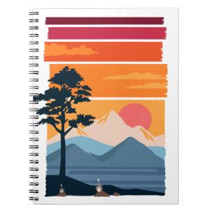 Retro Wanderlust Sunset Mountain Nature’s Beauty Notebook