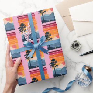 Retro Wanderlust Sunset Mountain Nature’s Beauty Wrapping Paper