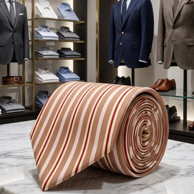 Retro Warm Autumn Stripe Pattern Tie (Creator Uploaded)