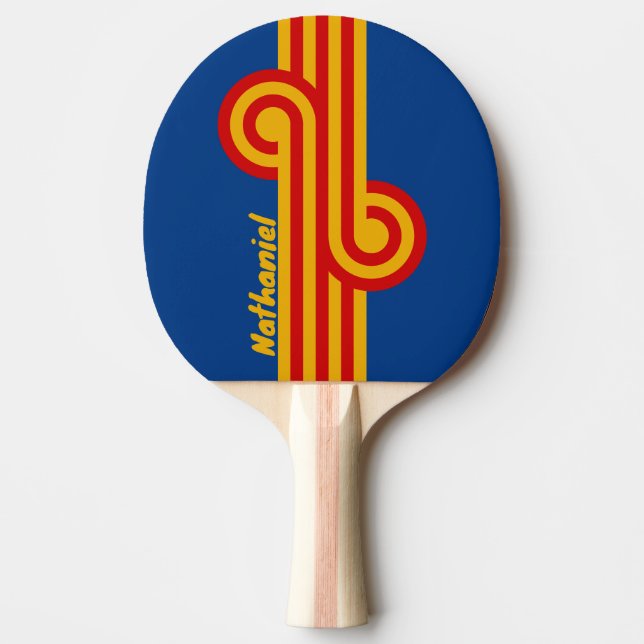 Retro Warmhearted Stripe Loop with Name Ping Pong Paddle (Front)