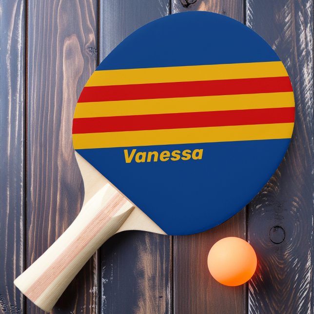 Retro Warmhearted Stripes with Name Ping Pong Paddle (Creator Uploaded)