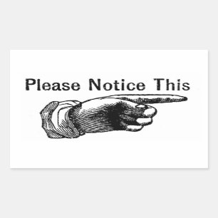Retro warning sign: Hand pointing finger to notice Sticker