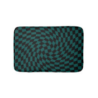 Retro Warped Jungle Green Black Checks Chequered  