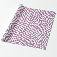 Retro Warped Purple Lilac White Checks Chequered