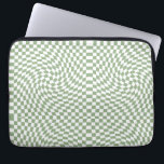 Retro Warped Sage Green White Checks Chequered Laptop Sleeve<br><div class="desc">Retro warped checks chequerboard design, in a Sage Green and white colour combination. Retro chequerboard twirled seventies psychedelic style modern design home decor, dorm room, office and school products and retro warped chequered gifts.</div>