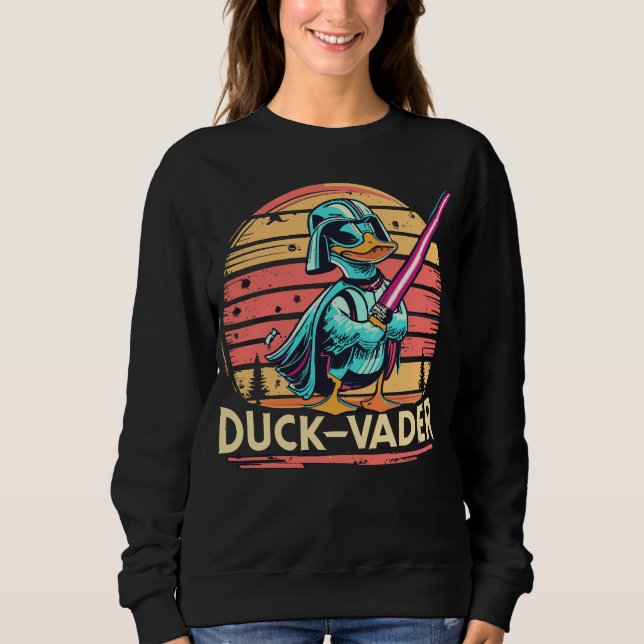 Retro Warrior Duck Vintage Sunset Sweatshirt (Front)