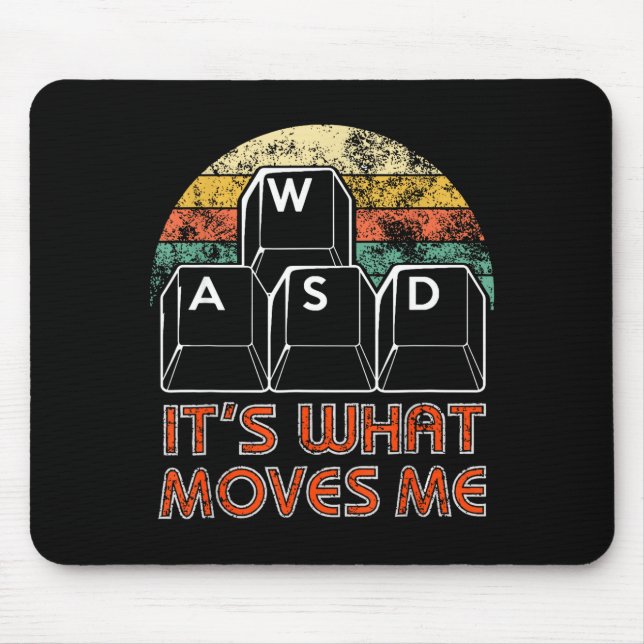 Retro Wasd Gaming Keys Funny Pc Gamer Design  Mouse Pad (Front)
