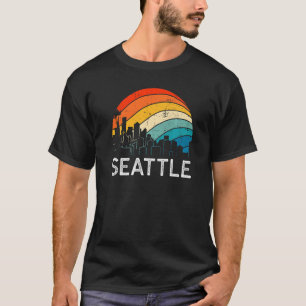 Retro Washington Seattle Skyline Vintage Urban Sky T-Shirt