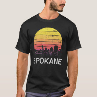 Retro Washington Spokane Skyline Vintage Urban Bui T-Shirt