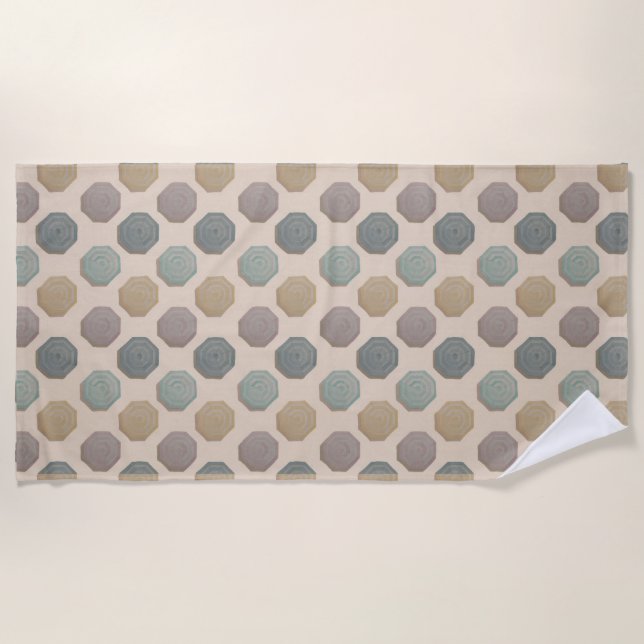 Retro Watercolor Beach Umbrella Pattern Faded Sand Towel (Front)
