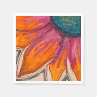 Retro Watercolor Bright Flower Napkin