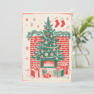 .Retro Watercolor Christmas Card