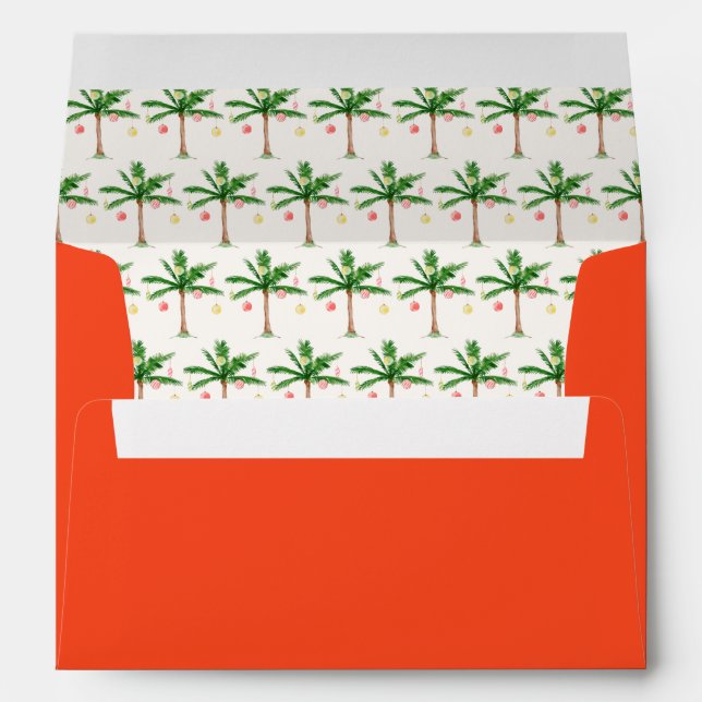 Retro Watercolor Christmas in July Palms Envelope (Back (Bottom))