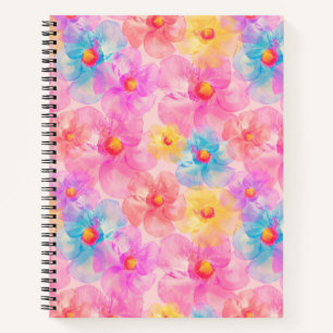 Retro Watercolor Floral Pattern Notebook