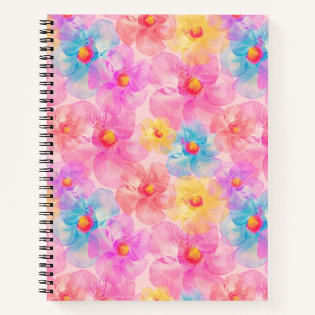 Retro Watercolor Floral Pattern Notebook (Front)