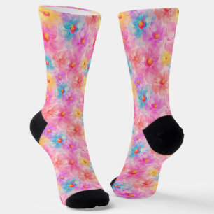 Retro Watercolor Floral Pattern Socks