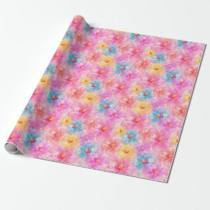 Retro Watercolor Floral Pattern Wrapping Paper