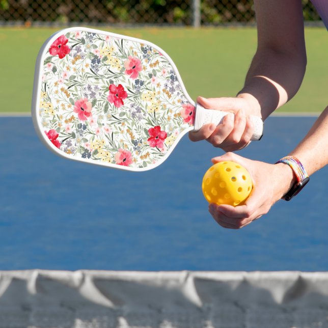 Retro watercolor floral pickleball paddle (Insitu)