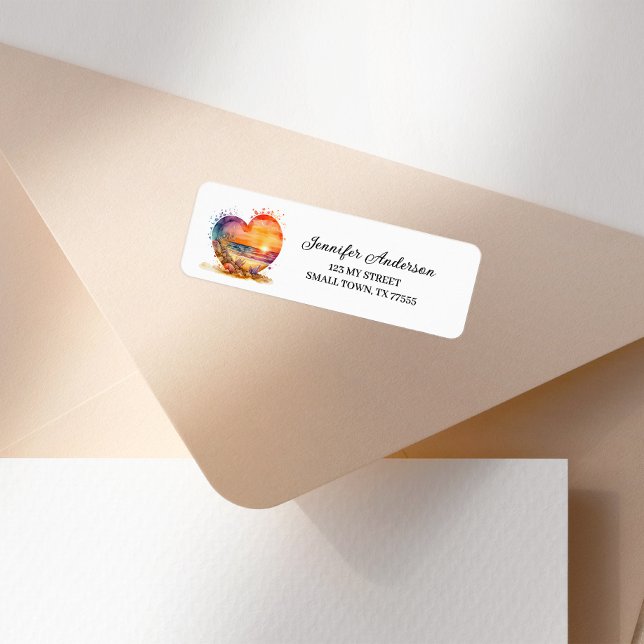 Retro Watercolor Heart Beach Label (Creator Uploaded)