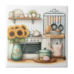 Retro Watercolor Kitchen Tile