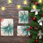 Retro Watercolor Pink, Red, Green Winter Christmas Wrapping Paper Sheet<br><div class="desc">Retro Watercolor Pink, Red, Green Winter Christmas Wrapping Paper Sheets Where modern meets retro. Trendy and stylish vintage-inspired Christmas holiday wrapping paper sheets. Two sheets are red, pink and green geometric atomic stars and one sheet of wrapping paper is a complimentary vintage watercolor floral seamless pattern. Pretty, contemporary and trending...</div>