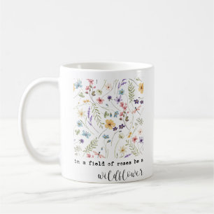 Retro Watercolor Wildflowers Inspirational Quote Coffee Mug