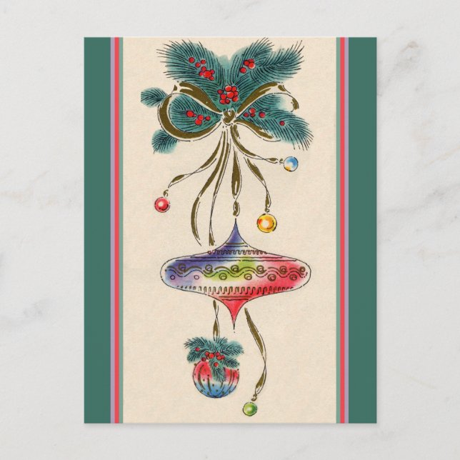 Retro Watercolored Ornaments Postcard (Front)
