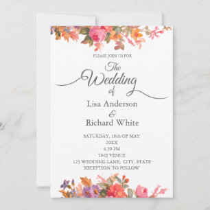 Retro Watercolour Florals Invitation