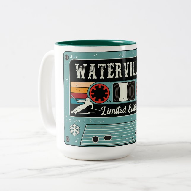 Retro Waterville Valley Ski  Sticker Two-Tone Coffee Mug (Front Left)