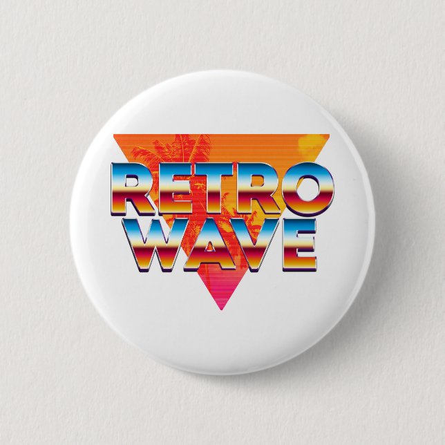 Retro Wave 2 Inch Round Button (Front)