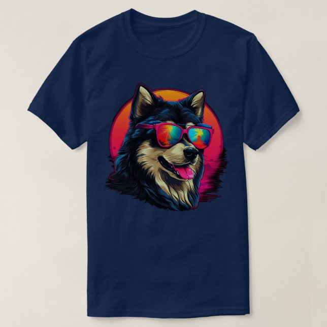 Retro Wave Alaska Malmute Dog Shirt TShirt (Design Front)
