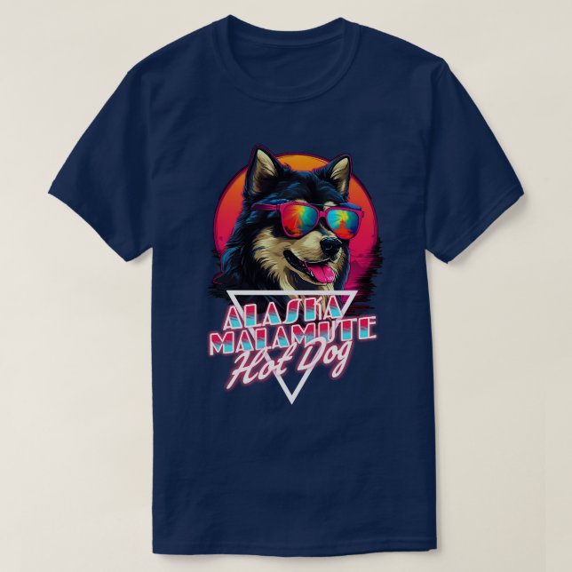 Rétro Wave Alaska Malmute Hot Dog Shirt TShirt (Design devant)