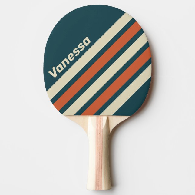 Retro Wave Angled Striping with Name Ping Pong Paddle (Front)