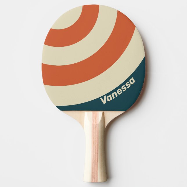 Retro Wave Circle Stripe with Name Ping Pong Paddle (Front)