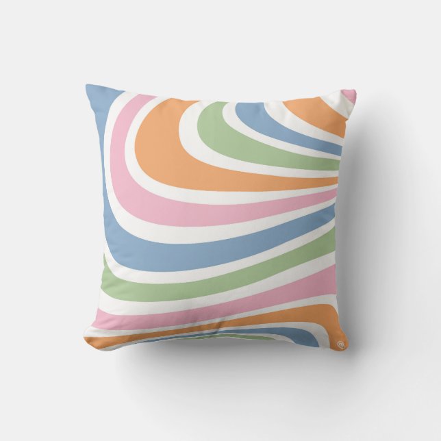 Retro Wave Design Throw Pillow (Front)