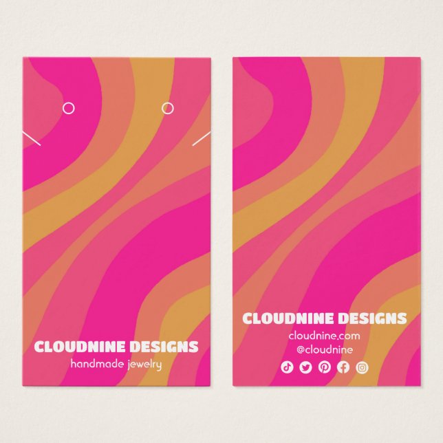 Retro Wave Earring Necklace Jewellery Display Card (Front & Back)