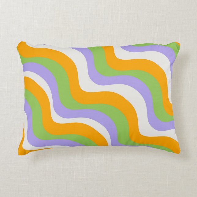 Retro Wave Groovy Curl Layer Abstract Y2k Pattern Accent Pillow (Front)