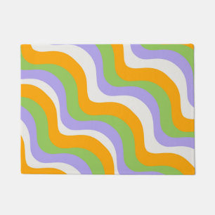 Retro Wave Groovy Curl Layer Abstract Y2k Pattern Doormat