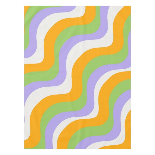 Retro Wave Groovy Curl Layer Abstract Y2k Pattern Tablecloth (Front)