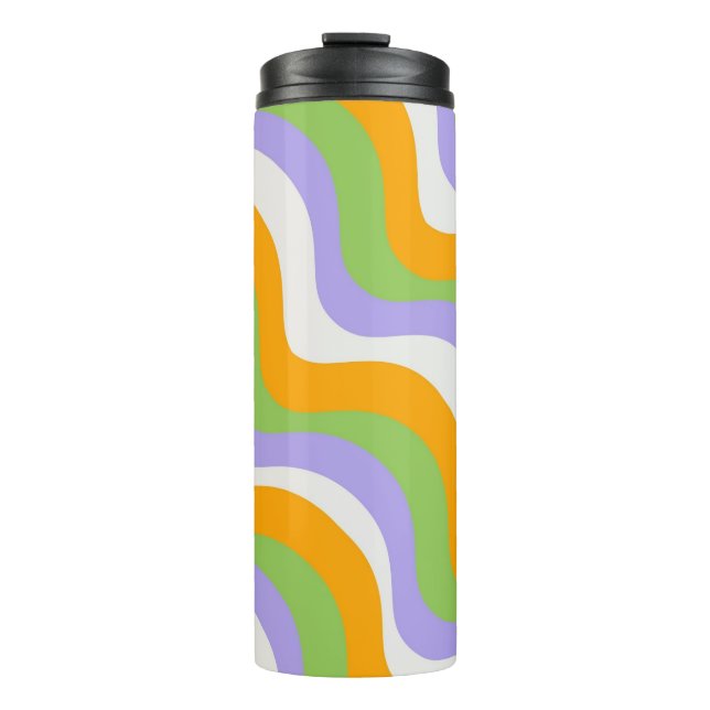 Retro Wave Groovy Curl Layer Abstract Y2k Pattern Thermal Tumbler (Front)