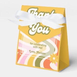 Retro Wave Groovy Flower Green 40th Birthday Favor Box